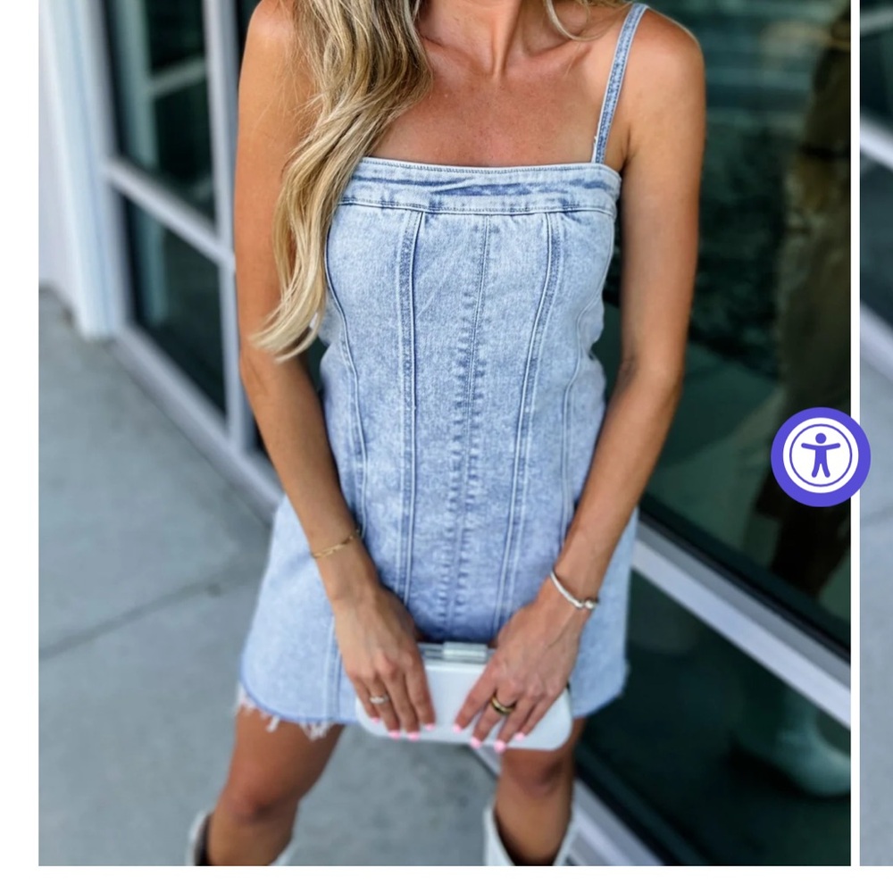 Zenana Light Blue Denim Mini Dress